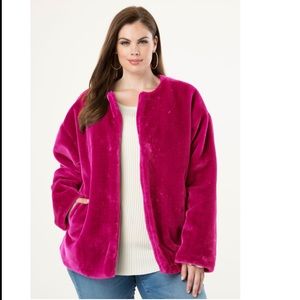 ROAMAN’s Hot Pink Faux Fur Coat